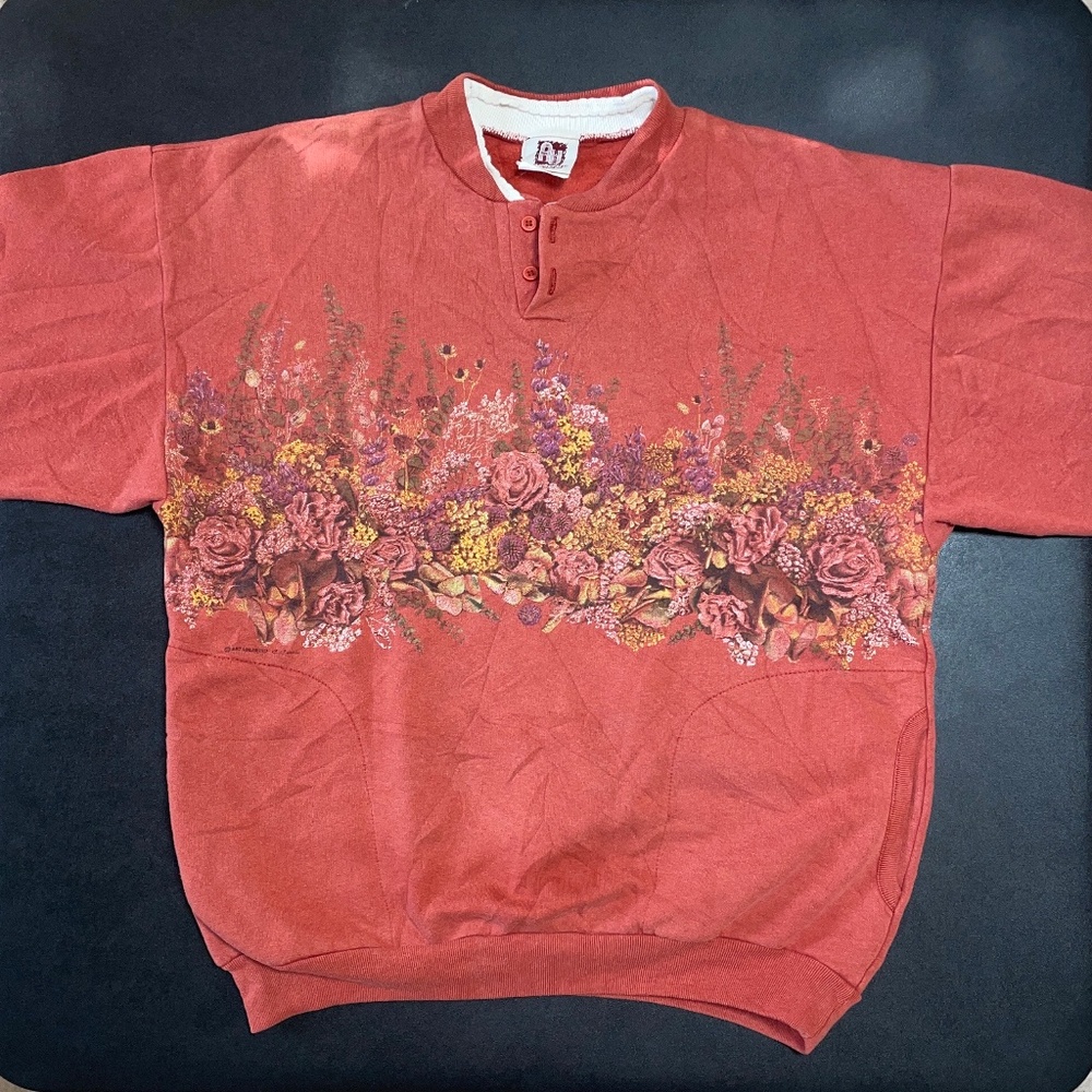 All Over Orange Flower Bouquet Longsleeve Jacket with pockets